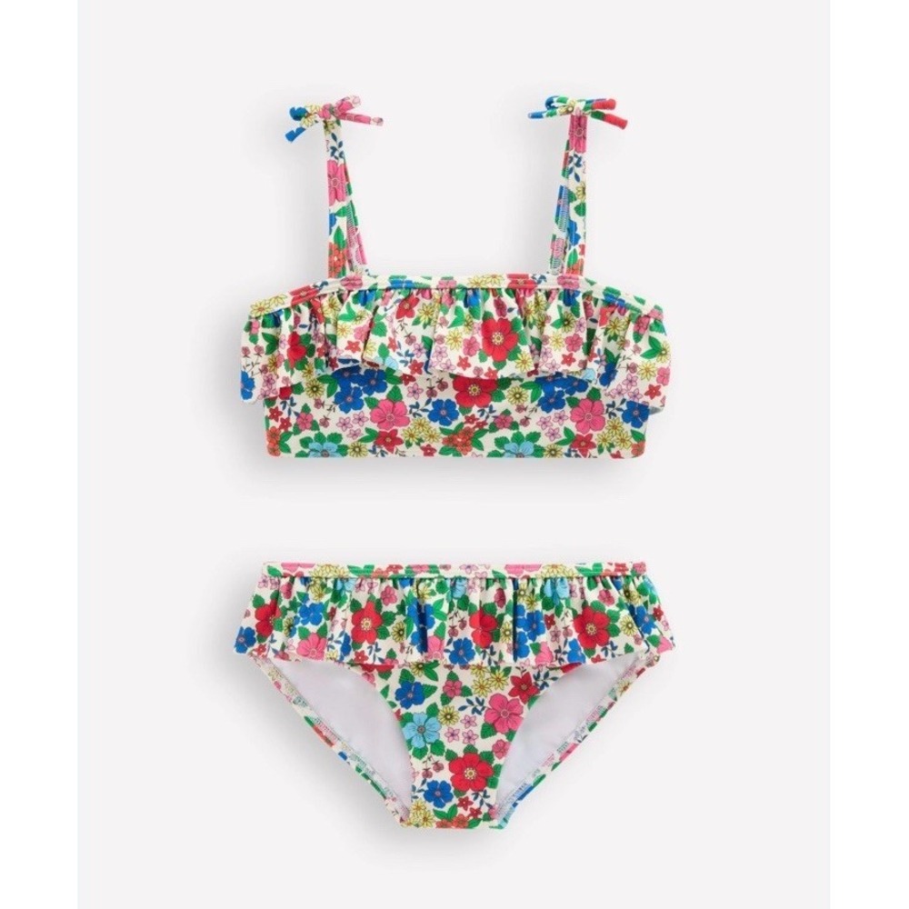 Mini Boden Tallulah Frill Bikini Multicolor Holiday Flowerbed Size 6-7 Years